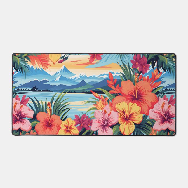 Colourful Tropical Flowers & Landscape Desk Mat (Front)