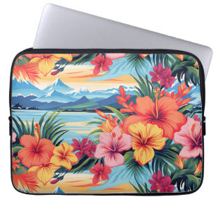 Colourful Tropical Flowers & Landscape Laptop Sleeve