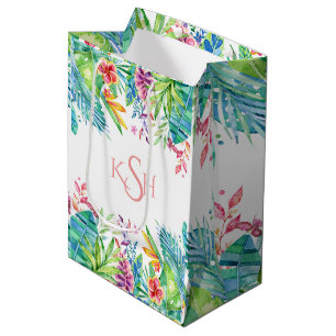 Colourful Tropical Flowers & Leafs Medium Gift Bag