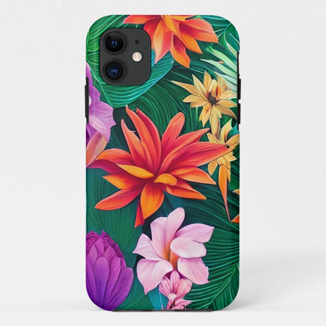 Colourful Tropical Flowers Pattern  Case-Mate iPhone Case (Back)
