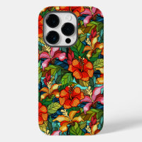 Colourful tropical flowers pattern, hibiscus
