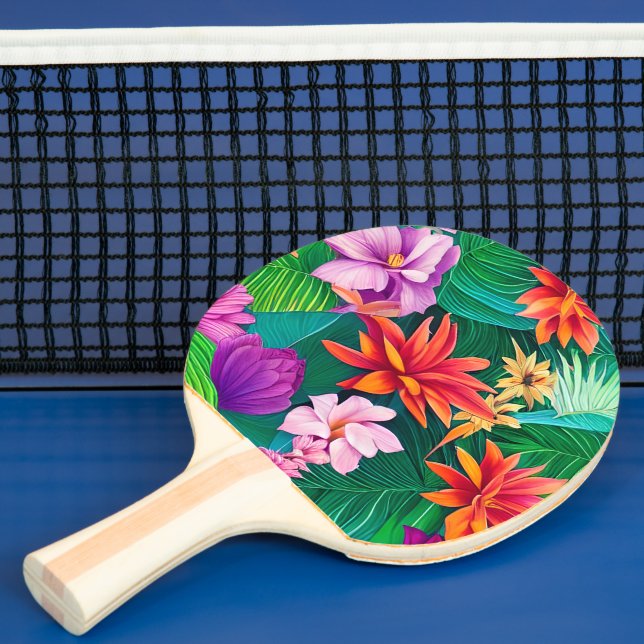Colourful Tropical Flowers Pattern  Ping Pong Paddle (Insitu)