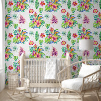 Colourful tropical flowers pattern