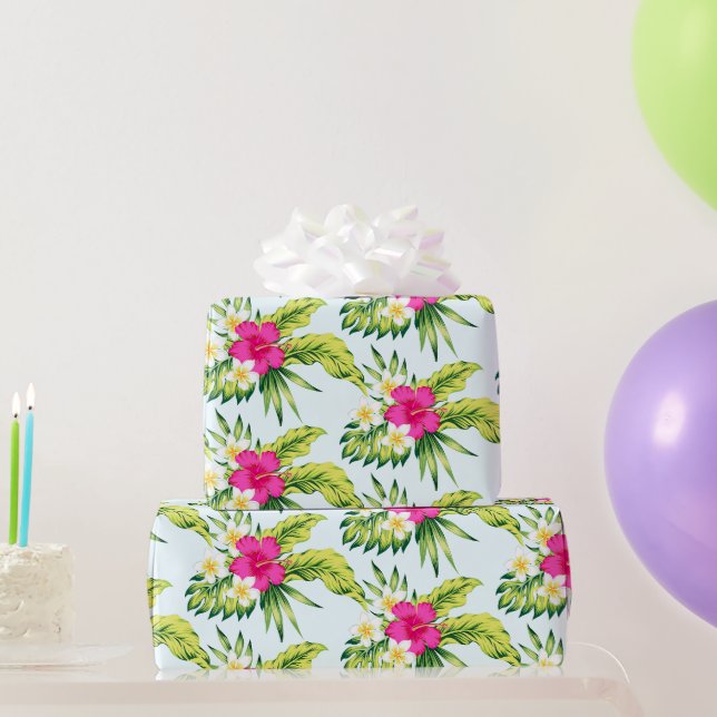 Colourful Tropical Flowers Vibe Bouquet Pattern Wrapping Paper (Party Gifts)