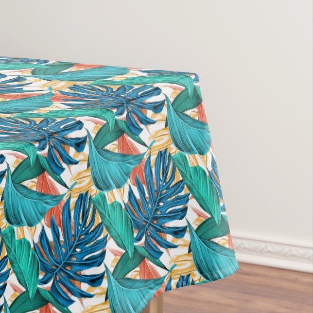Colourful Tropical Foliage Leaves Rectangle Tablecloth (In Situ)
