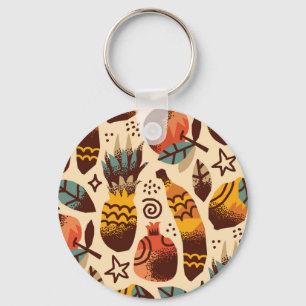 Colourful Tropical Fruit Mix Pattern Keychain