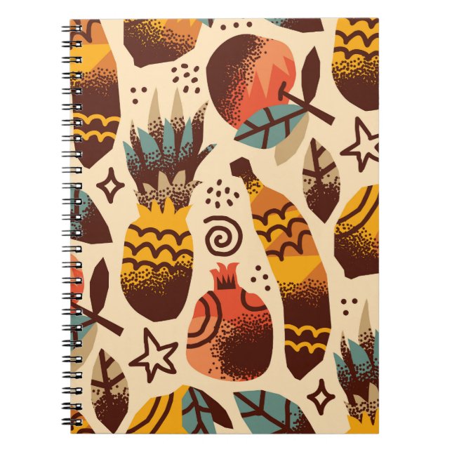 Colourful Tropical Fruit Mix Pattern Notebook (Front)