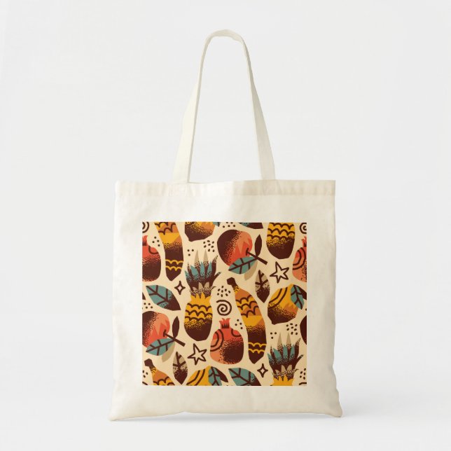 Colourful Tropical Fruit Mix Pattern Tote Bag (Front)