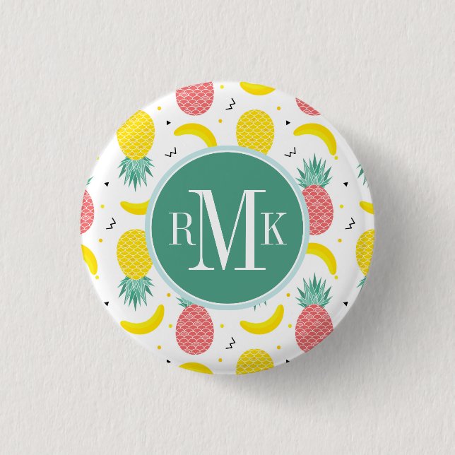 Colourful Tropical Fruit Pattern 1 Inch Round Button (Front)