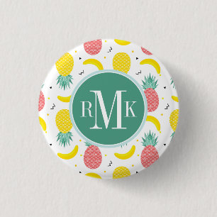 Colourful Tropical Fruit Pattern 1 Inch Round Button