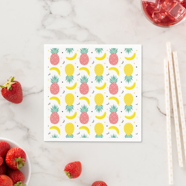 Colourful Tropical Fruit Pattern 2 Napkin (Insitu)