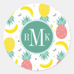 Colourful Tropical Fruit Pattern Classic Round Sticker