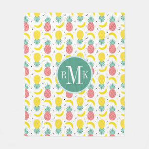 Colourful Tropical Fruit Pattern Fleece Blanket