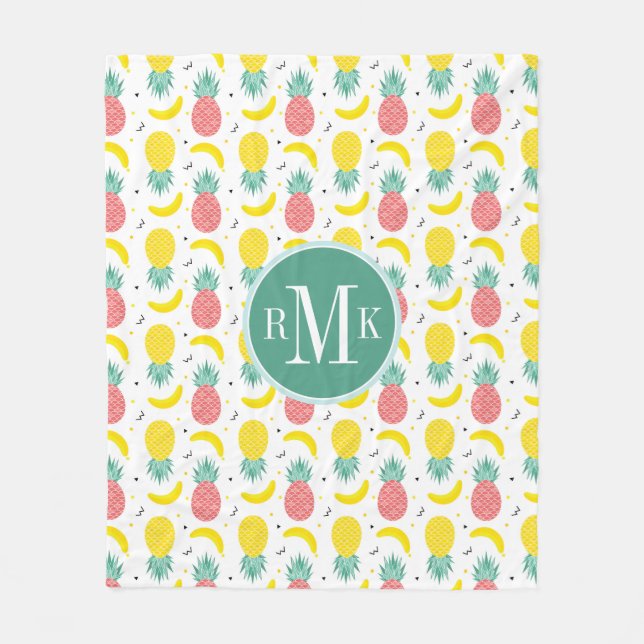 Colourful Tropical Fruit Pattern Fleece Blanket (Front)