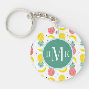 Colourful Tropical Fruit Pattern Keychain