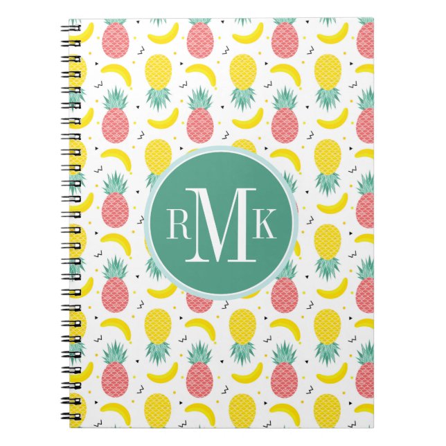 Colourful Tropical Fruit Pattern Notebook (Front)