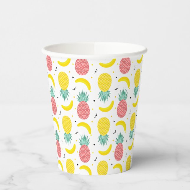 Colourful Tropical Fruit Pattern Paper Cups (Left)