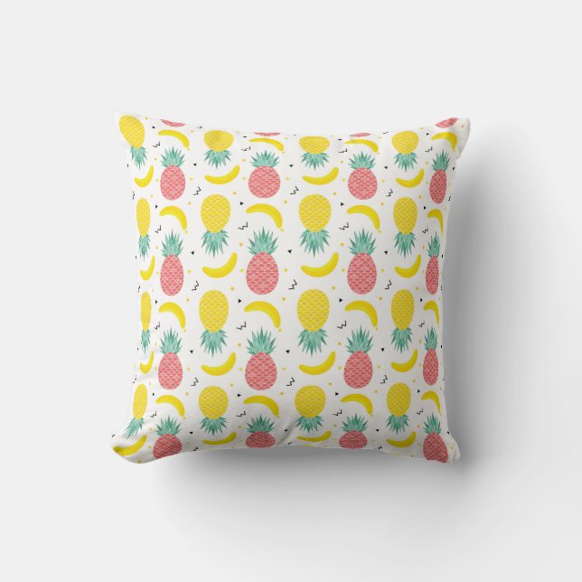 Colourful Tropical Fruit Pattern Throw Pillow (Front)