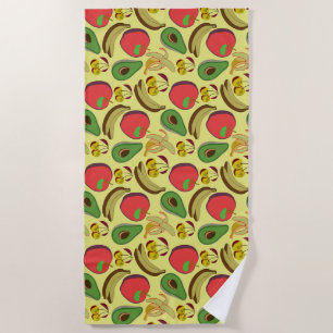 Colourful tropical fruit seamless pattern beach towel