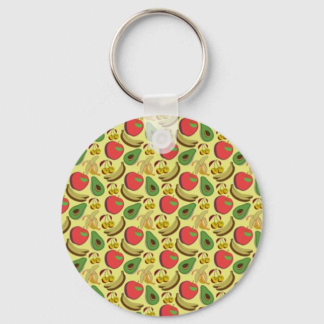 Colourful tropical fruit seamless pattern keychain (Front)