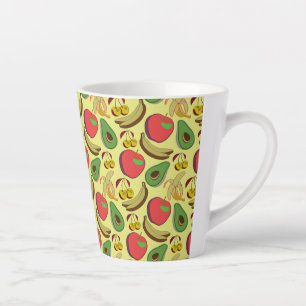 Colourful tropical fruit seamless pattern latte mug