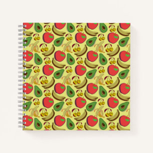 Colourful tropical fruit seamless pattern notebook