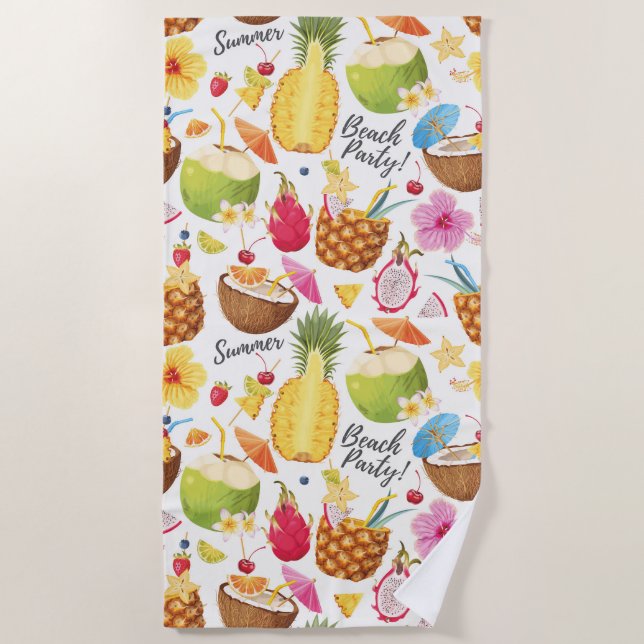 Colourful Tropical Fruits Summer Pool Beach Towel (Front)