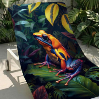 Colourful Tropical Golden Frog Beach Towel