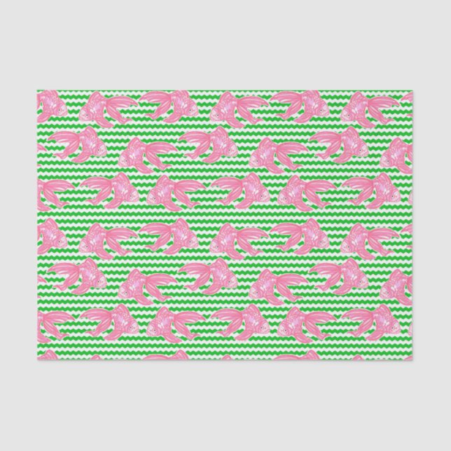 Colourful Tropical Goldfish Chevron Pattern Tissue Paper (Front)