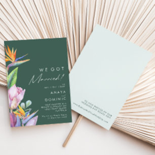 Colourful Tropical Green Elopement Announcement