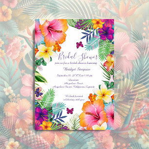 Colourful tropical hawaiian Floral bridal shower Invitation