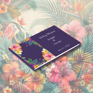 Colourful tropical hawaiian Floral Wedding Guest Book