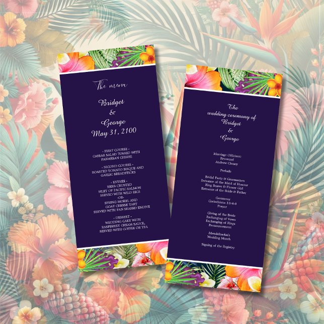 Colourful tropical hawaiian Floral Wedding  Program (Creator Uploaded)