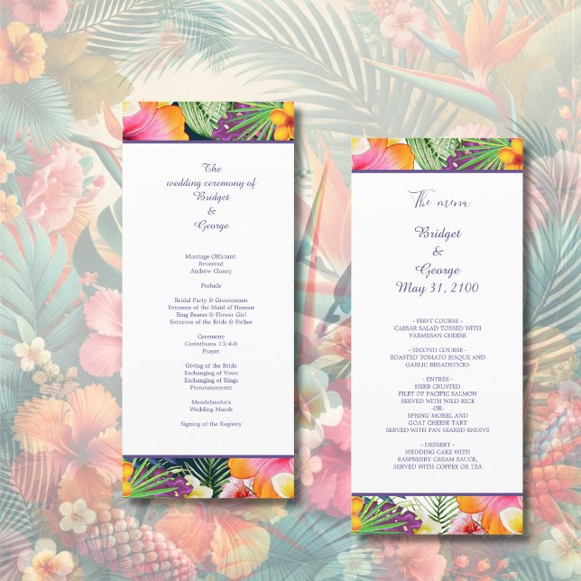 Colourful tropical hawaiian Floral Wedding  Program (Creator Uploaded)