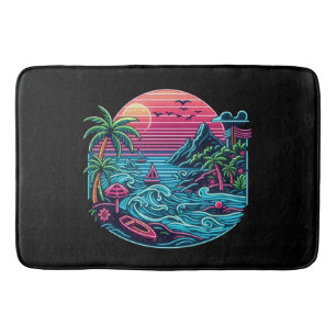 Colourful. Tropical/Hawaiian neon Bath Mat