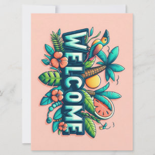 Colourful Tropical/Hawaiian welcome Holiday Card