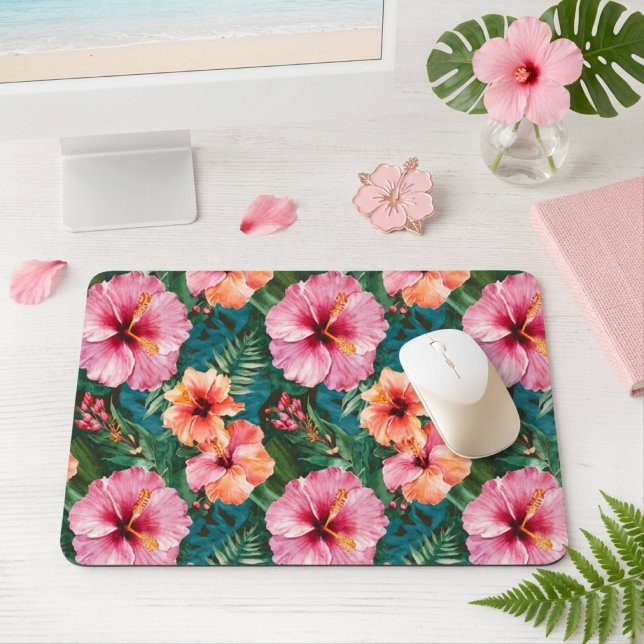 Colourful Tropical Hibiscus Flower Mouse Pad (Creator Uploaded)
