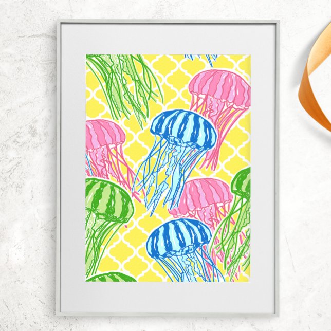 Colourful Tropical Jellyfish Pattern Poster (Creator Uploaded)