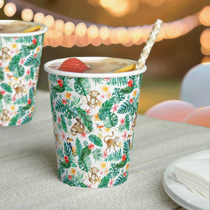 Colourful Tropical Jungle Animals Pattern Paper Cups