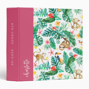 Colourful Tropical Jungle Animals Personalized Binder