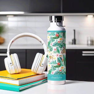 Colourful Tropical Jungle Animals Personalized Water Bottle
