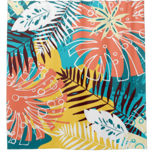 Colourful tropical jungle leaves pattern.