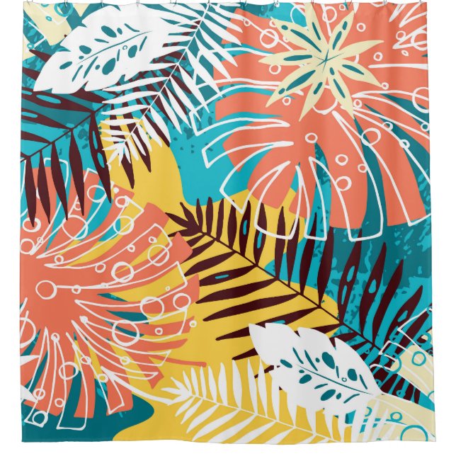 Colourful tropical jungle leaves pattern. (Front)