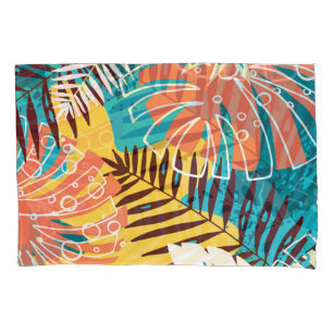 Colourful tropical jungle leaves pattern. pillowcase