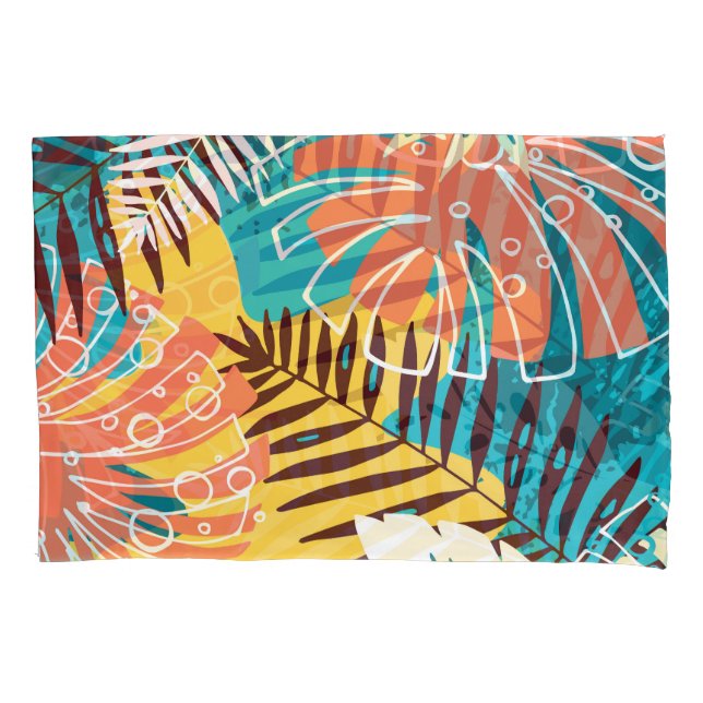 Colourful tropical jungle leaves pattern. pillowcase (Front)
