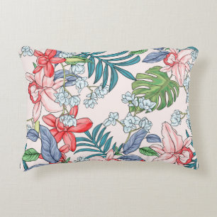 Colourful Tropical Jungle Seamless Print Accent Pillow