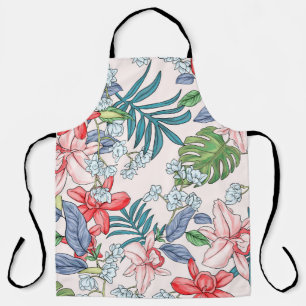 Colourful Tropical Jungle Seamless Print Apron