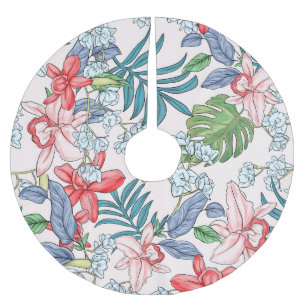 Colourful Tropical Jungle Seamless Print Brushed Polyester Tree Skirt