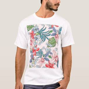 Colourful Tropical Jungle Seamless Print T-Shirt