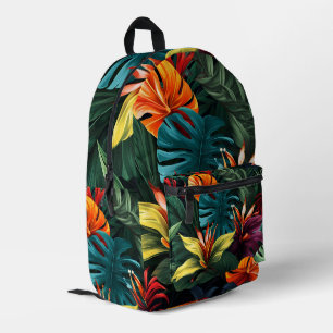 colourful tropical leaf pattern printed backpack